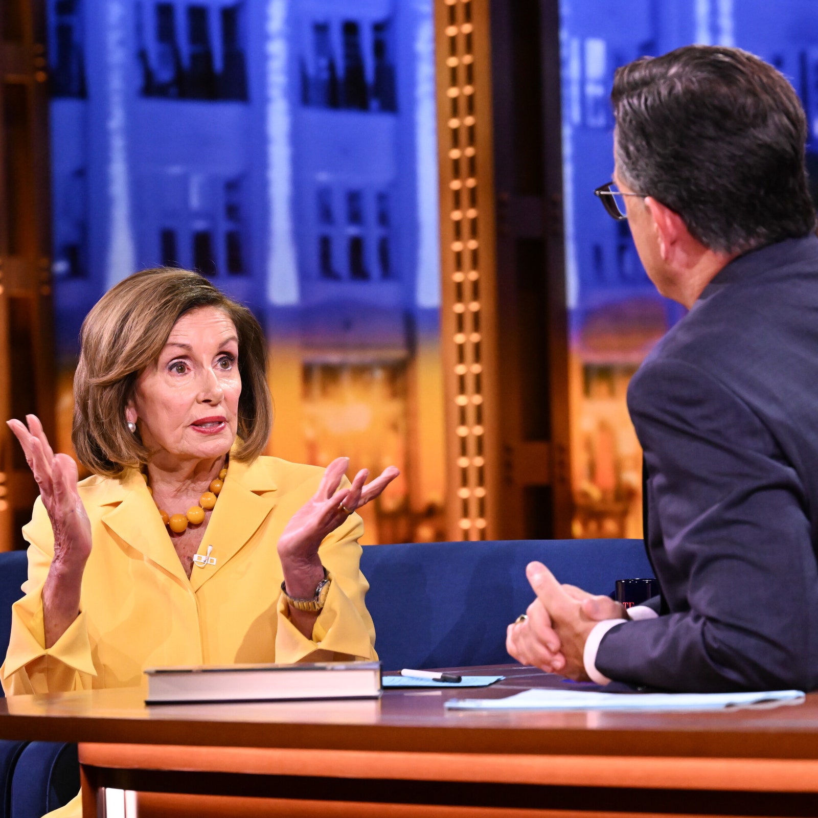 Pro-Palestine Protest Derails Nancy Pelosi’s Live Late Show Interview With Stephen Colbert