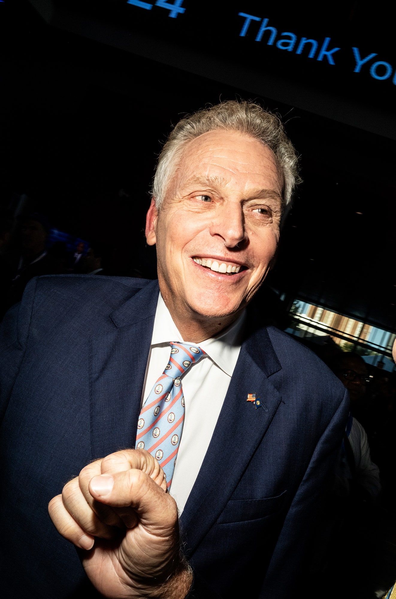 Image may contain Terry McAuliffe Accessories Formal Wear Tie Blazer Clothing Coat Jacket Face Head and Person