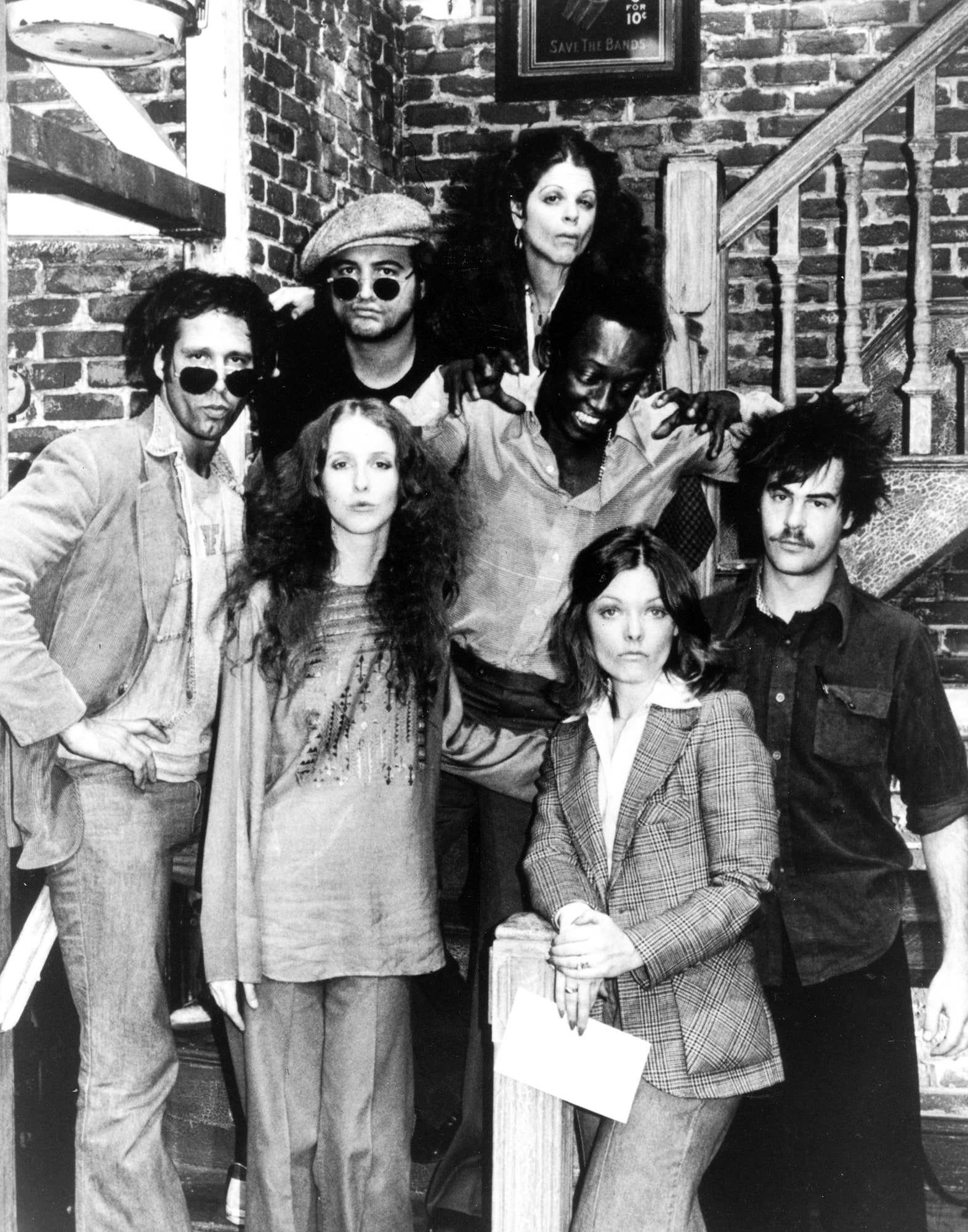 The original SNL cast in 1975 Chevy Chase Laraine Newman John Belushi Gilda Radner Garrett Morris Jane Curtin and Dan...